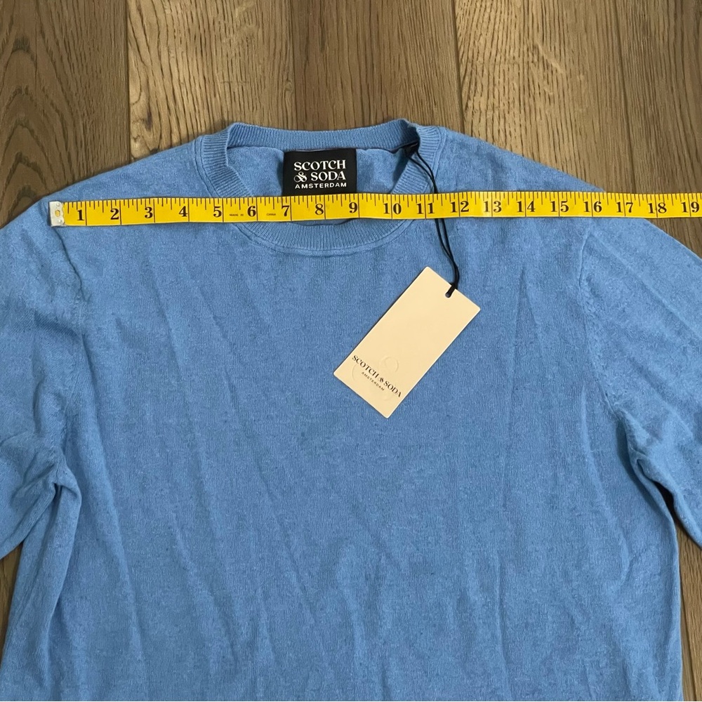 NEW Scotch & Soda Linen-Blend Regular Fit Crewneck Pullover in‎ Lake Blue - Picture 14 of 14